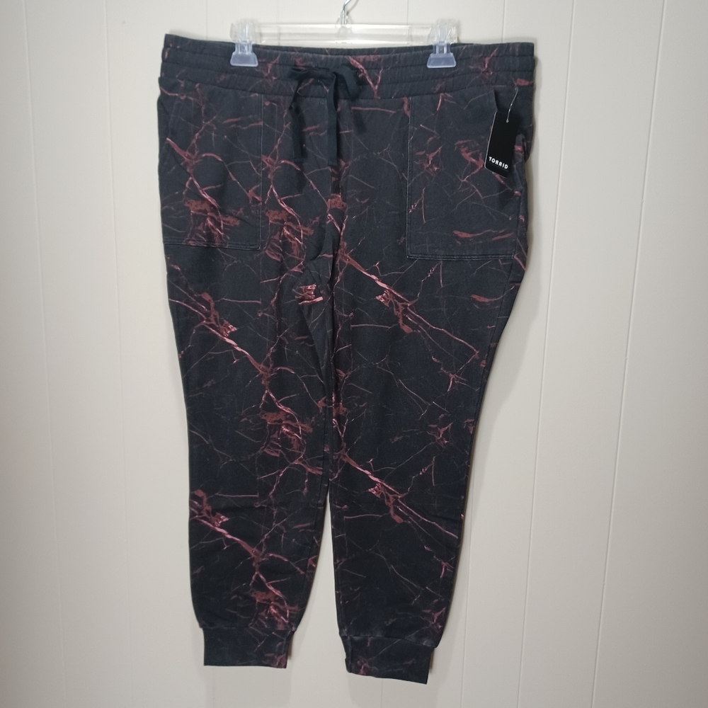 Torrid Classic Black Marble Jogger Fleece Plus Size Sweat Pants